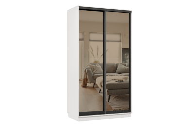 Шкаф-купе Премьер МИНИ 03 (01ЗБ;01ЗБ) фасады зеркало бронза/двухдверный/Профиль чёрный муар