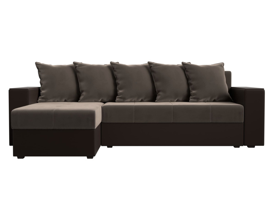 Диваны угловые в гостиную, Диван угловой Дубай Лайт, велюр/экокожа, левый угол