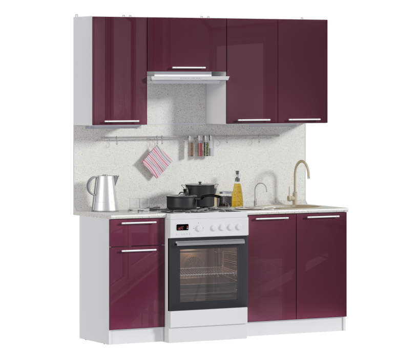 Кухонные гарнитуры, Ангелина-180 Кухонный гарнитур Баклажан