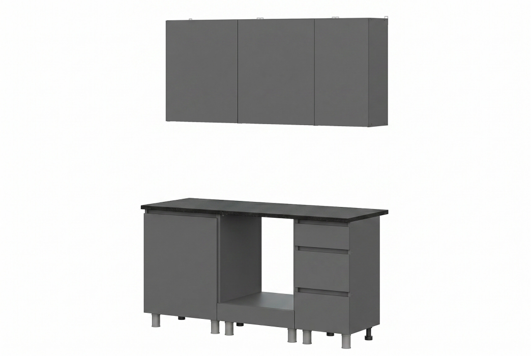 Кухонные гарнитуры, Кухня Денвер (со столешницей, черная). Композиция 4