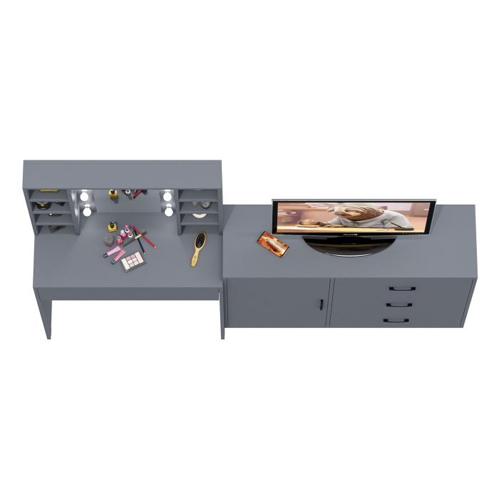 Туалетные столики, Туалетный столик с подсветкой 115 и комод с дверкой и 3-мя ящиками 122-1204