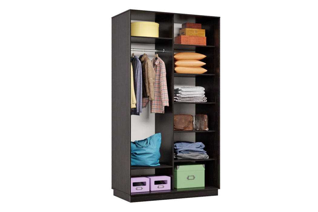 Шкафы-купе 2-х дверные, Шкаф-купе Премьер 04 (01ЗГ;01ЗГ) фасады зеркало графит/двухдверный/Профиль чёрный муар