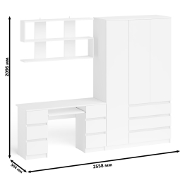 Шкаф-комод трёхдверный Мори МШ1200.1 с письменным столом и открытой книжной полкой