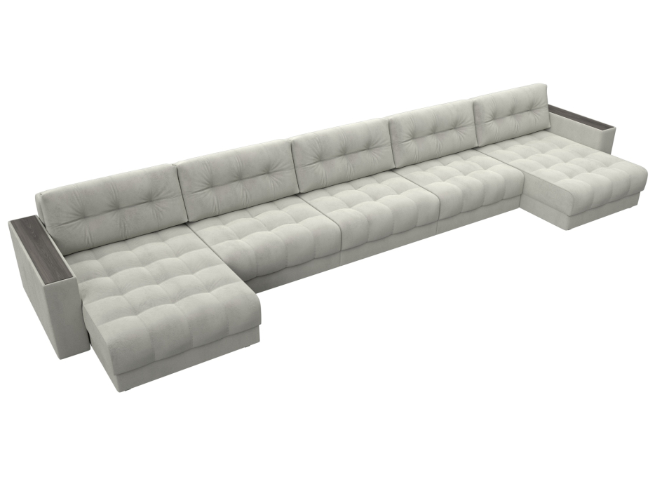 Диваны еврокнижки, Диван П-образный с декором Лига-049 НПБ Мегалонг, велюр TOWER