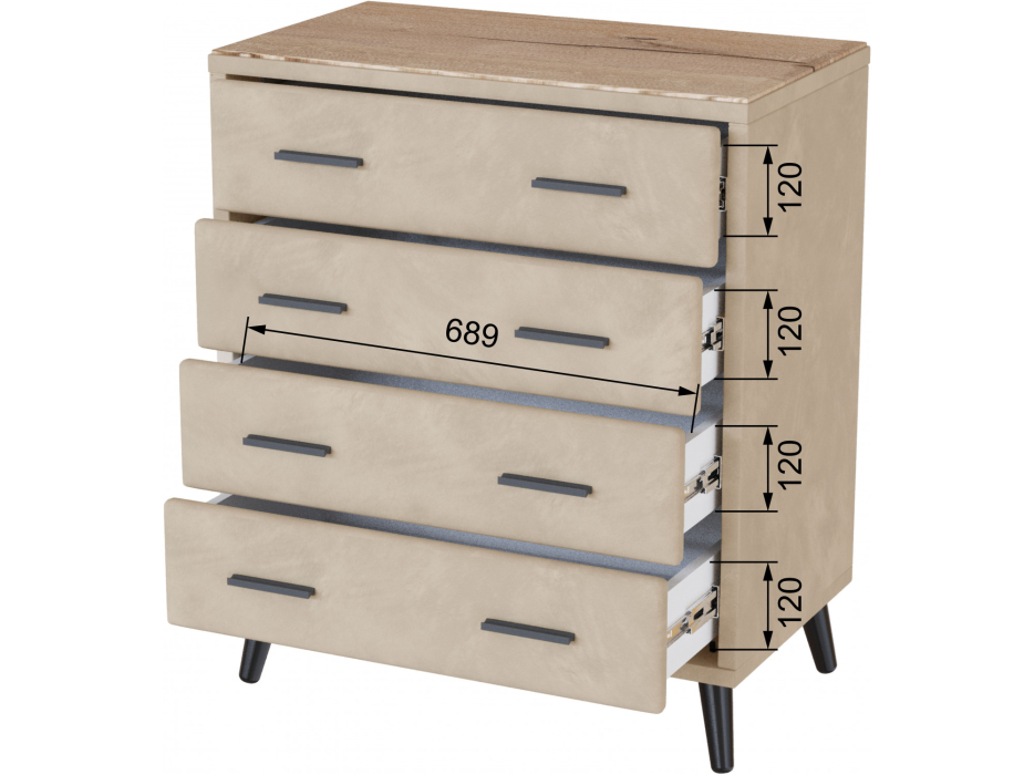 Комоды, Комод интерьерный Пай, Дуб канадский мдф