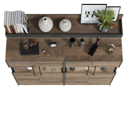 Два комода с витриной с подсветкой и навесная полка Трувор