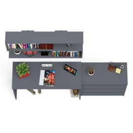 Комод три ящика Мори 800 с письменным столом 1200 и навесной полкой 1200