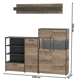 Комод с витриной с подсветкой и комод с дверкой и ящиком Трувор
