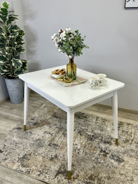 Стол Kenner 900 K раздвижной, стекло белый глянец