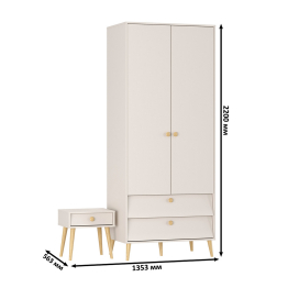 Шкаф 2-х дверный Афина и тумба прикроватная