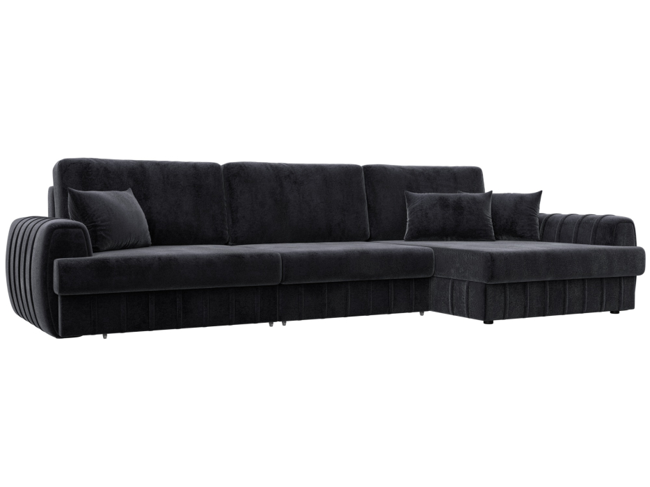 Диваны угловые в гостиную, Диван угловой Лига-057 НПБ Лонг угол правый, велюр TOWER