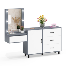 Комод с дверками и ящиками 122-1204 и косметический столик навесной с подсветкой