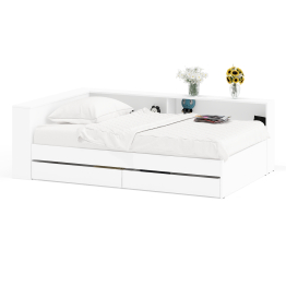 Ксения 1200 кровать с ящиками, ящиком для белья и прикроватным блоком для вещей