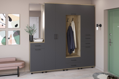 Модульная прихожая Грейс композиция 7  Гикори Джексон Светлый