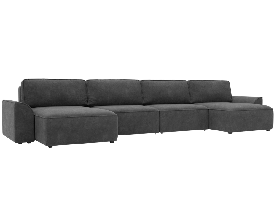 Диваны прямые со спальным местом, Диван п-образный Лига-048 НПБ лонг, велюр BRUT