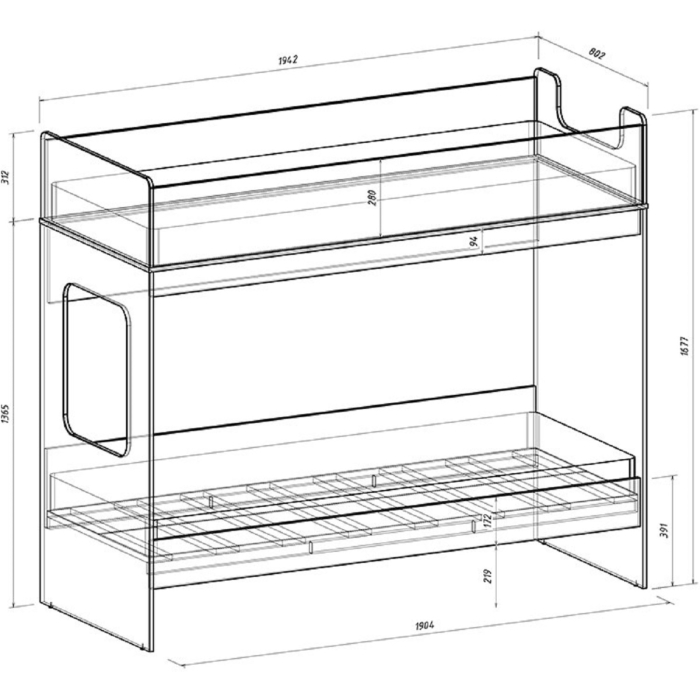 Для подростков, Двухъярусная кровать Легенда D602.3 75х190