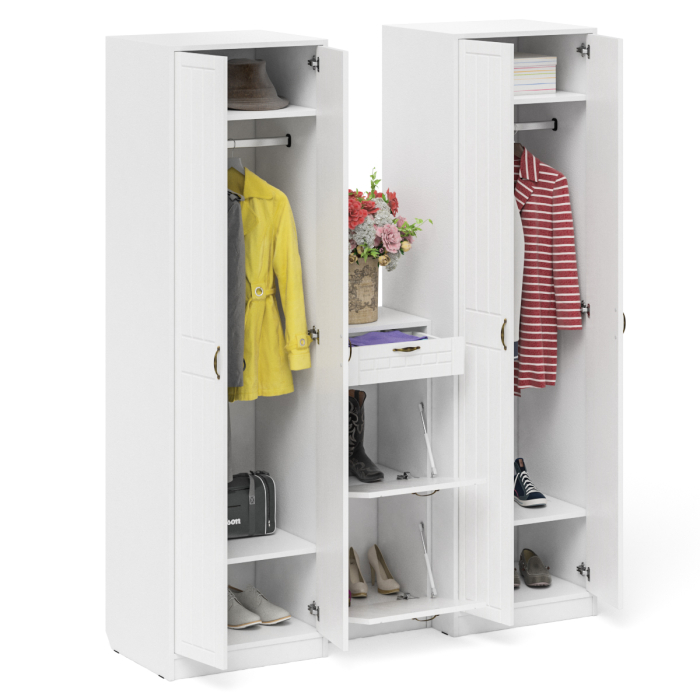 Прихожие, Тумба для обуви две секции и два шкафа в прихожую П-6 № 13 МДФ фрезеровка прованс