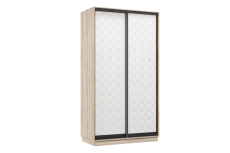 Шкафы-купе 2-х дверные, Шкаф-купе Премьер 02 (01РБ;01РБ) фасады ромб белый/двухдверный/Профиль чёрный муар