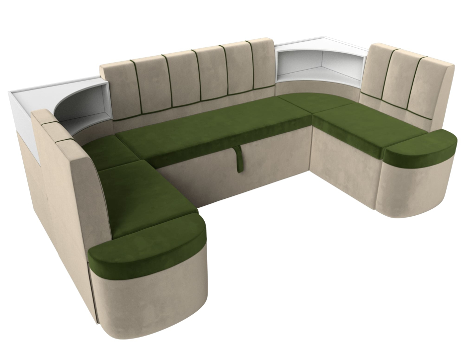 Кухонные уголки, Кухонный П-образный диван Тефида, микровельвет