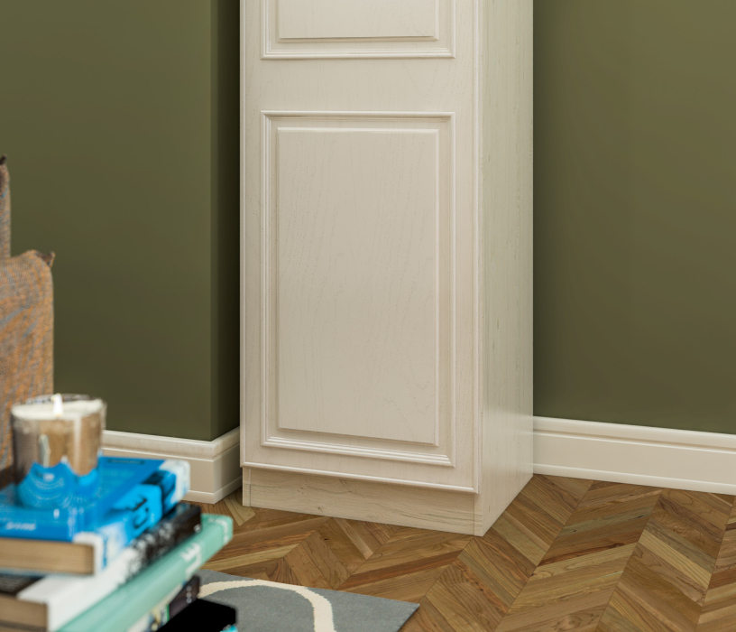 Шкафы одностворчатые, Шкаф-пенал Гранд / Ливерпуль СБ-3515 Дуб Приморский Белый/МДФ Классика Светлый