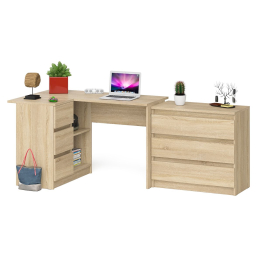 Компьютерный стол МС-16 левый с комодом на 800 3 ящика Мори