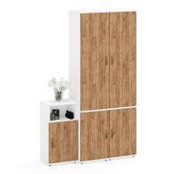 Домашние кабинеты, Два пенала с выдвижной штангой и полкой и тумба с дверкой и нишей Лидер-8