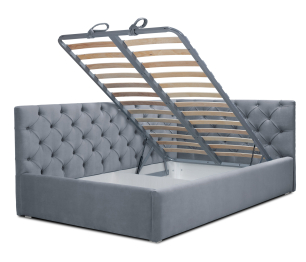 Кровать с мягким изголовьем угловая Оливия 1200 с подъемным механизмом, микровелюр