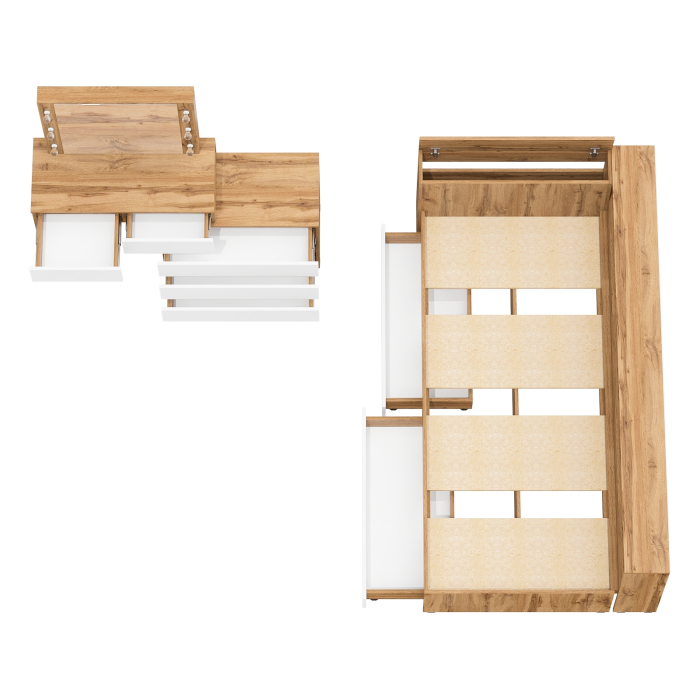 Спальные гарнитуры, Столик косметический с лампочками 110 и Ксения 900 односпальная кровать с ящиками и прикроватным блоком