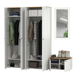 Тумба две дверки с навесным зеркалом и два шкафа Остин