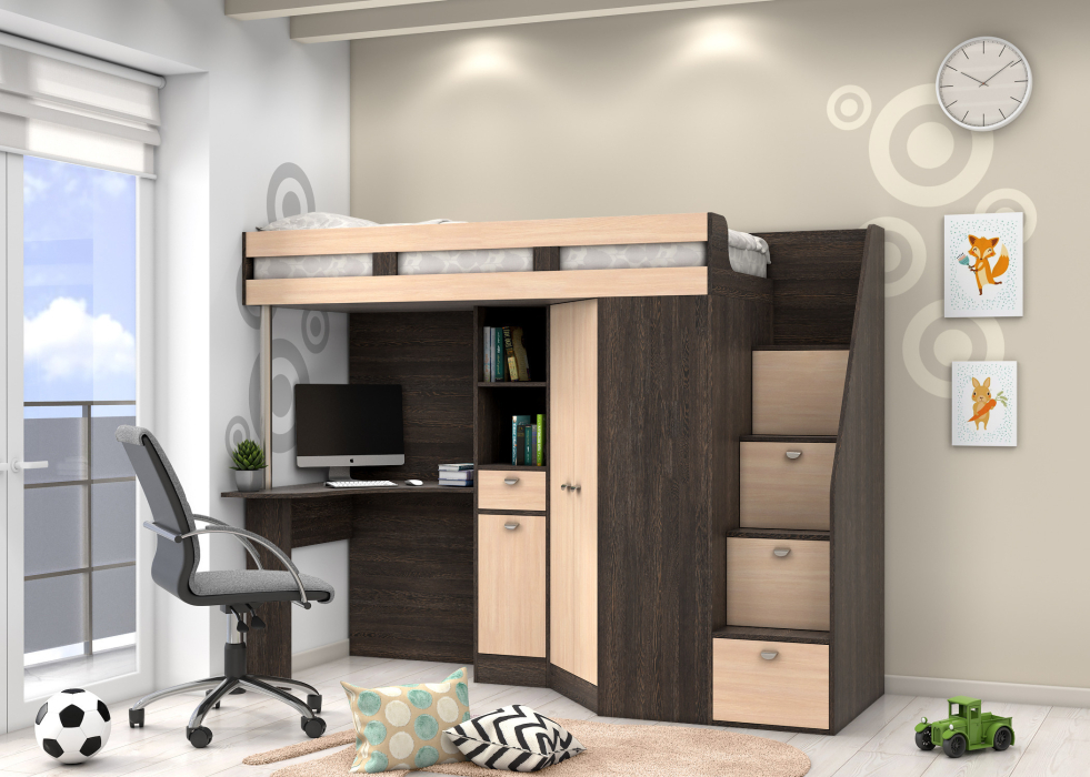 Кровати-чердаки, Кровать чердак  Golden Kids 6 венге