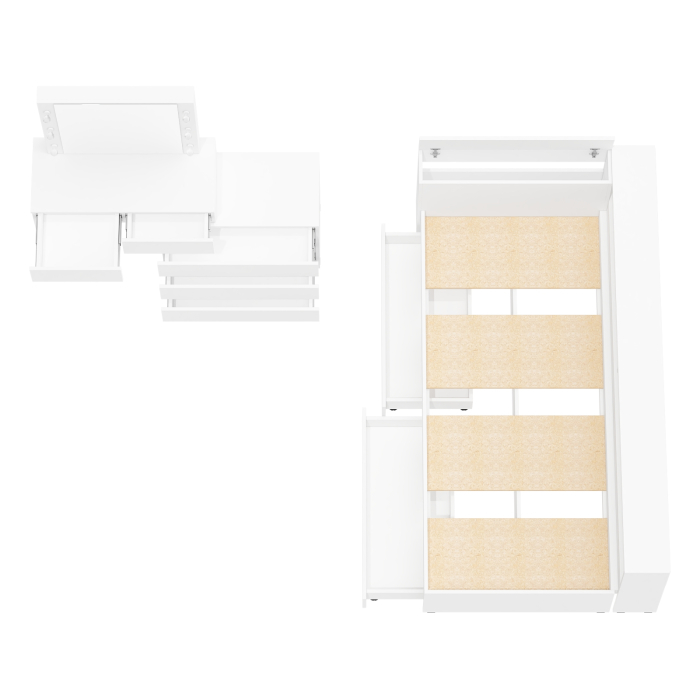 Спальные гарнитуры, Столик косметический с лампочками 110 и Ксения 900 односпальная кровать с ящиками и прикроватным блоком