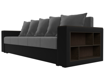 Диван прямой Дубай Лайт полки справа, велюр/экокожа