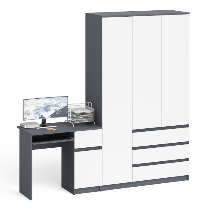 Домашние кабинеты, Компьютерный стол Мори с тумбой с дверкой и ящиком правый и шкаф-комод МШ1200-1