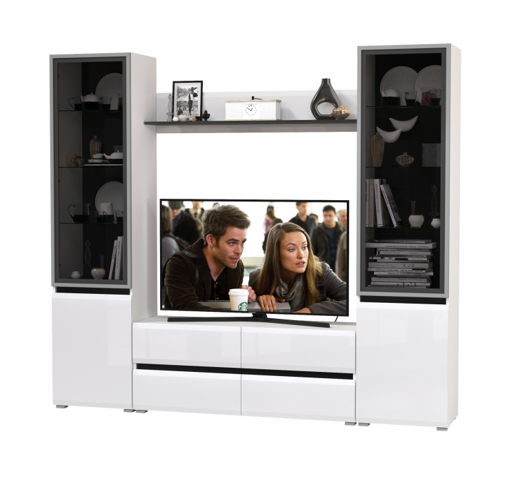 Стенки для гостиной, Стенка для гостиной с двумя стеклянными дверками Сидней № 49