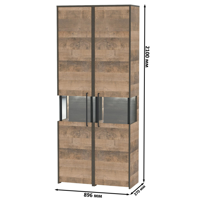 Шкафы распашные, Два шкафа-пенала с витриной с подсветкой Трувор