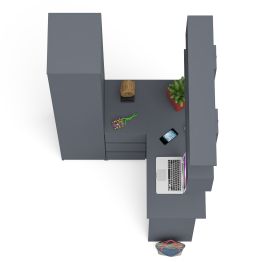 Угловой компьютерный стол с ящиками Мори МС-16 левый с книжной полкой и пеналом с полками