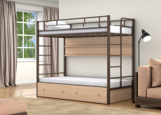 Для подростков, Двухъярусная кровать Валенсия Твист ящики полка дуб молочный