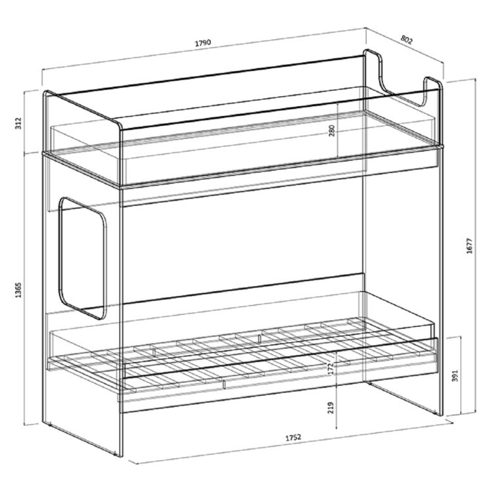 Для подростков, Двухъярусная кровать Легенда D602.3 75х175