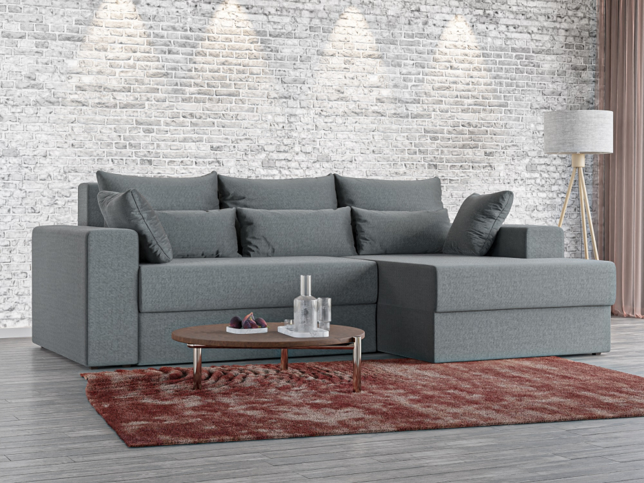 Диваны угловые в гостиную, Угловой диван Майами правый угол, рогожка