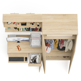 Компьютерный стол однотумбовый правый с ящиком и верхней полкой и платяной шкаф Мори МШ8001