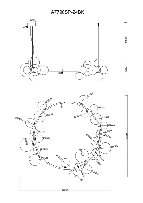 Люстра подвесная, Люстра подвесная VINCENT 108см