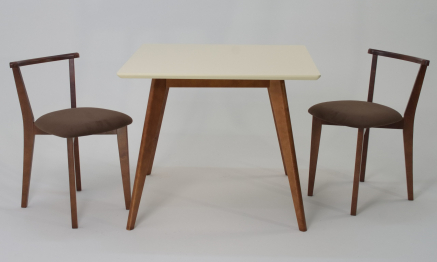 Стол Сканди М 100 орех/слоновая кость со стульями Франк орех велюр коричневый
