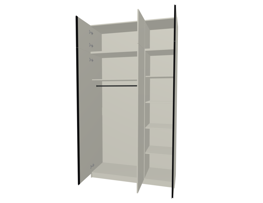 Шкафы распашные, Спальня Букле Шкаф 3-дв (штанга+полки) *антресоль 350мм