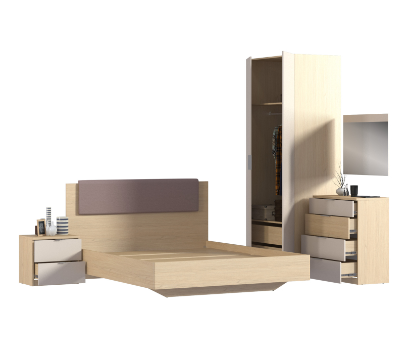 Спальные гарнитуры, Афина Спальня Дуб Винченца/Кашемир серый