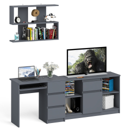 Стол компьютерный три правых выдвижных ящика Мори МС-6 с верхней полкой и тумбой 1204