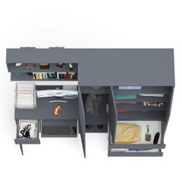 Широкий шкаф-комод Мори МШ1200.1 с письменным столом МС-1 левый и полкой на 900