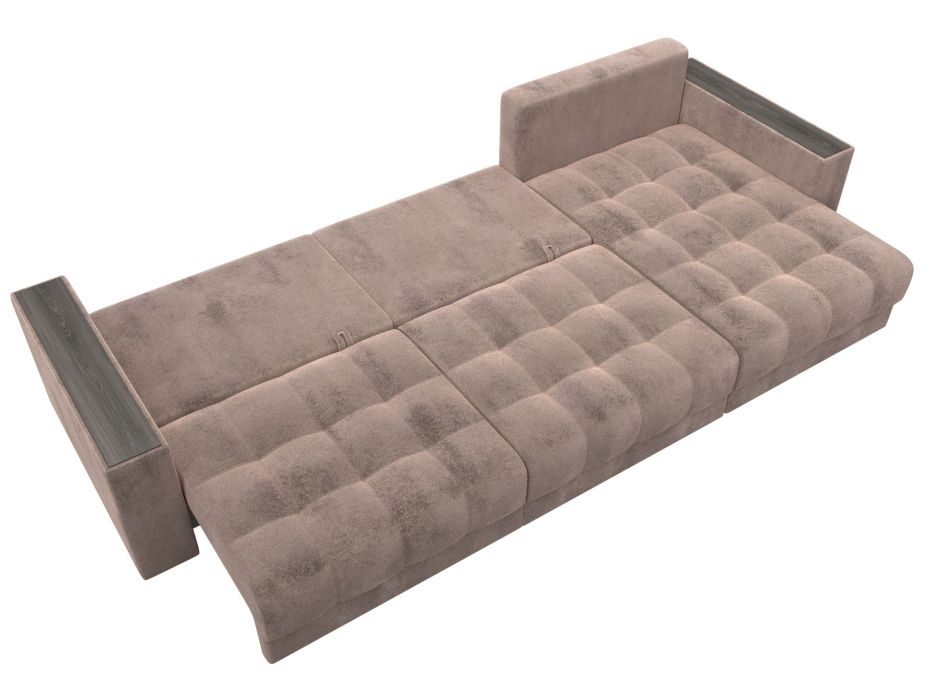 Дизайнерские диваны для гостиной, Диван угловой с декором Лига-049 НПБ Лонг, велюр TOWER