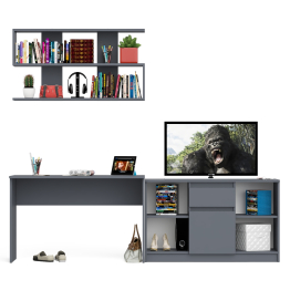 Тумба большая с дверками и нишами с письменным столом Мори и верхней полкой на 1200