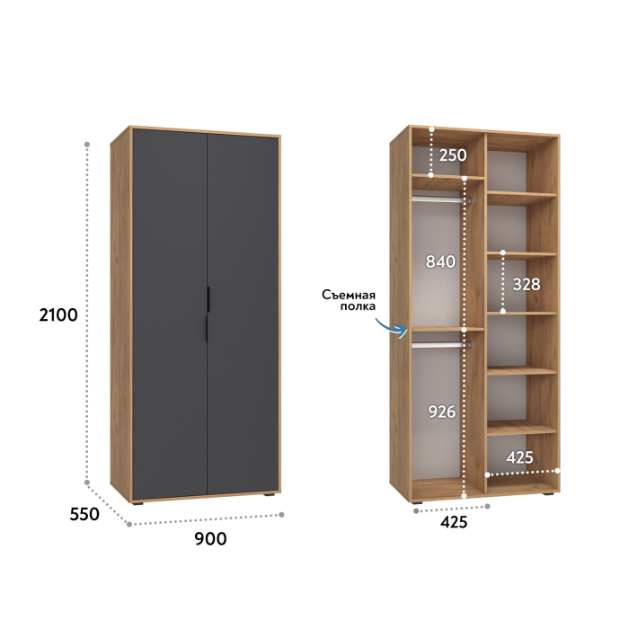 Шкафы двухстворчатые, Шкаф для одежды Оптима ОП-01