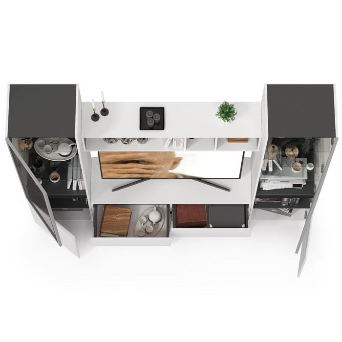 Стенки для гостиной, Гостиная Сидней с фасадами стекло